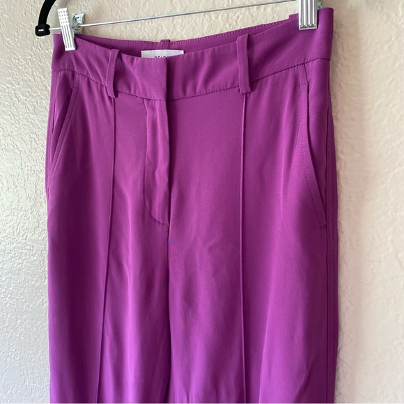 Reiss Gabi Fluid Flare Trousers Size 4 Magenta Purple Jewel Tone Extra Wide Leg - Picture 4 of 12